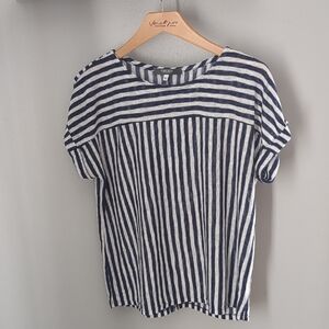Striped Short Sleeve Tee - Navy & White by CBN 80